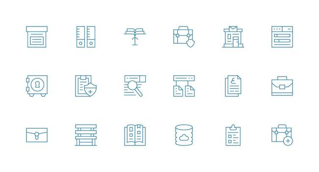 Minimal Line Style Documents Icons with 18 Vectors Quick Access Icons for UI Development