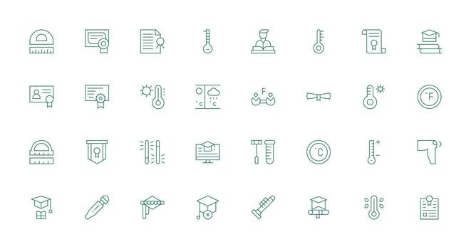 32 Degree Icons in Thin Line Aesthetic Sharp Icons for Presentations vector