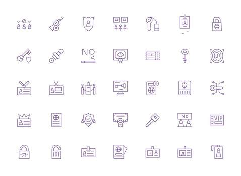 35 Icons for Authorization in Light Line Format Scalable Icons for All Themes vector