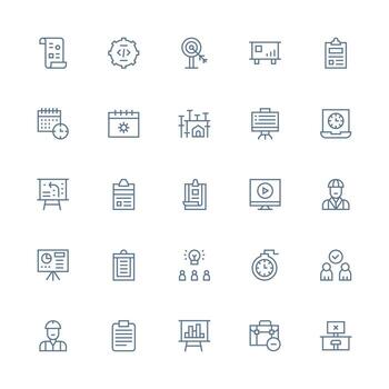 Project Design Icons featuring 25 in Medium Stroke Outline Style Well-Structured Icons for Creative Use vector