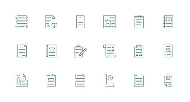 Minimal Line Icons from Paperwork Set with 18 Vectors Icon Pack for Various Themes