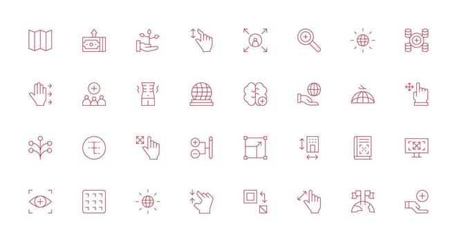 32 Thin Line Style Icons from Expand Collection Multi-Purpose Icon Pack for Templates vector