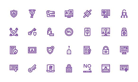 28 Authentication Icons in Bold Line Aesthetic Clean Icon Collection for Web Use vector