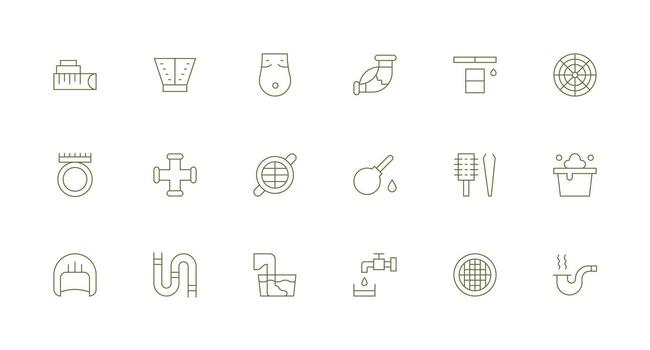 18 Icons for Drain in Minimal Line Format Icon Pack for Various Themes vector