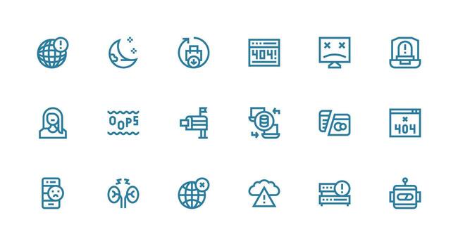 Strong Stroke Line Style Offline Icons with 18 Vectors Full Icon Library for UI Designers