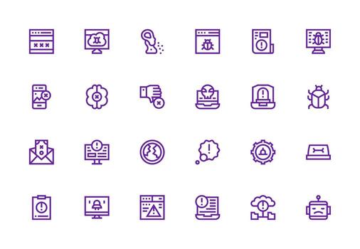Error Icon Set with 24 Thick Line Line Graphics Essential Icon Set for Teams vector