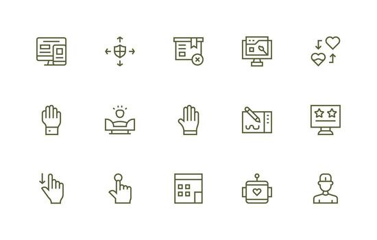 Ux Icon Collection with 15 Regular Line Designs Clear and Concise Icon Set Collection vector