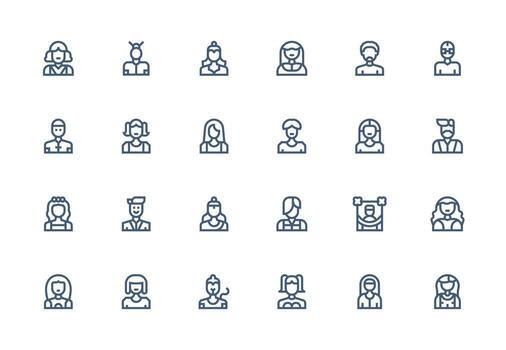 24 grueso línea línea estilo íconos desde usuario icono colección interfaz icono colección vector