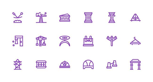 Strong Stroke Line Style Support Structure Icons with 18 Vectors Design Ready Icon Set for Teams
