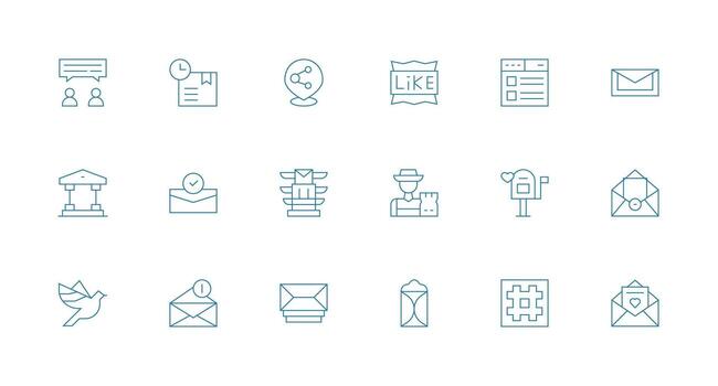 Post Design Icons featuring 18 in Minimal Line Style Icon Pack for UI vector