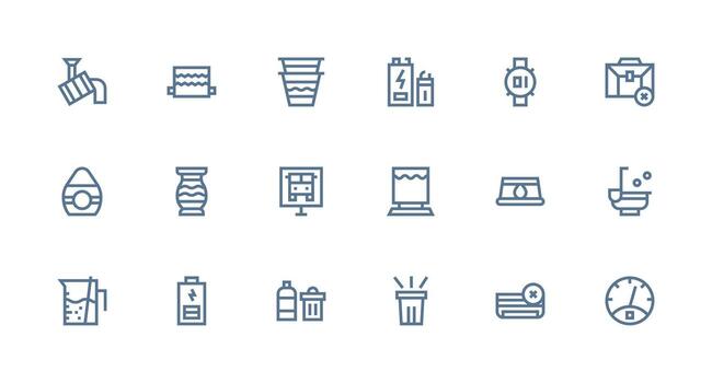 Full Icon Set with 18 Strong Stroke Line Graphics User Interface Icons for Digital Products vector