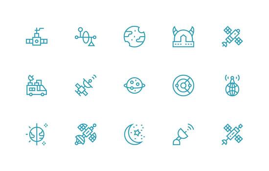 15 Regular Line Icons for Satellite Graphics Multi-Style Icon Collection vector