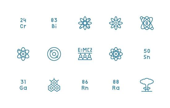 15 Regular Line Vectors for Atomic Theme Sharp Icons for Presentations