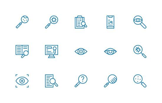 regular línea íconos desde examinar conjunto con 15 vectores digital icono colección