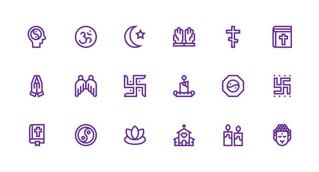 Strong Stroke Line Style Spirituality Icons with 18 Vectors Scalable Icons for Cross-Platform Interfaces