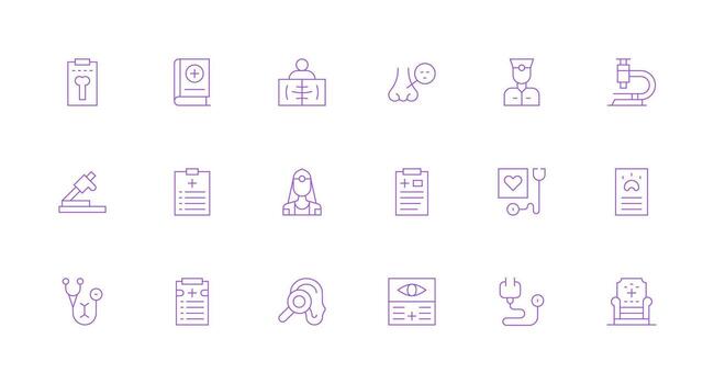 Examination Visual Pack containing 18 Minimal Line Icons Clean Icon Collection for Web Use vector