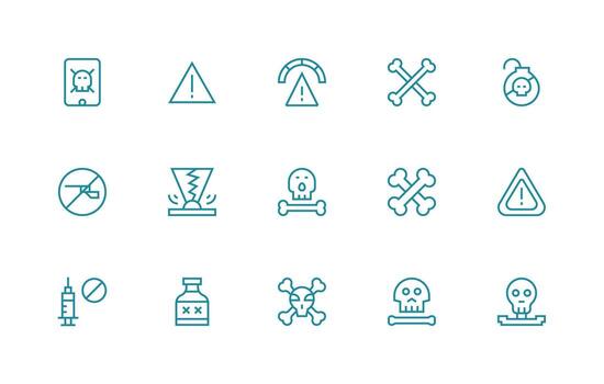 Unsafe Icon Set with 15 Regular Line Graphics Full Icon Library for UI Designers vector