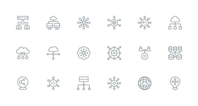 repartido icono colección con 18 mínimo línea diseños multi-estilo icono colección vector