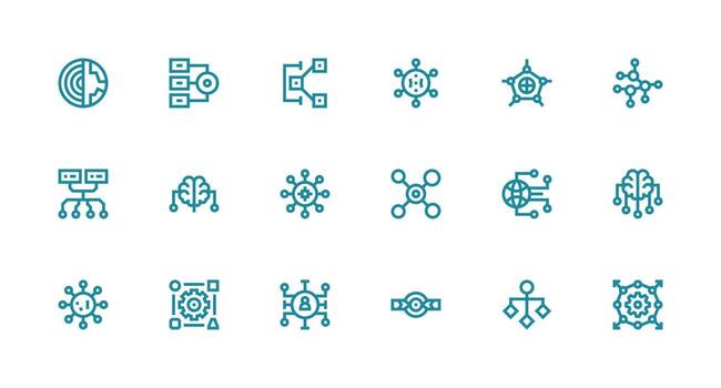 18 Strong Stroke Line Icons for Dataflow Graphics Versatile Icon Collection for Designers vector