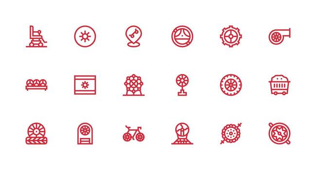 Strong Stroke Line Style Wheel Icons with 18 Vectors Neatly Designed Icons for Web Platforms