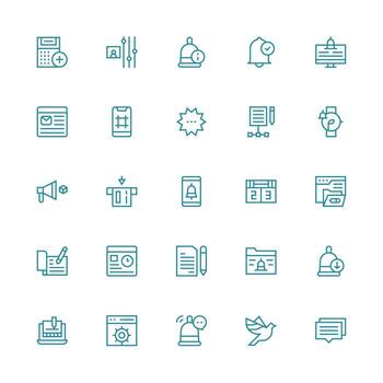 actualizar diseño íconos presentando 25 en medio carrera contorno estilo icono conjunto para proyectos vector