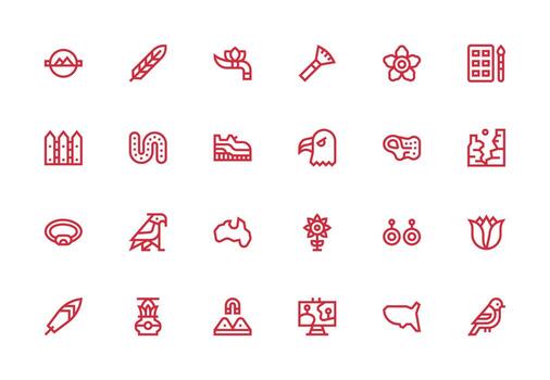 contorno presentando 24 íconos en grueso línea línea diseño simplificado icono paquete para visual herramientas vector