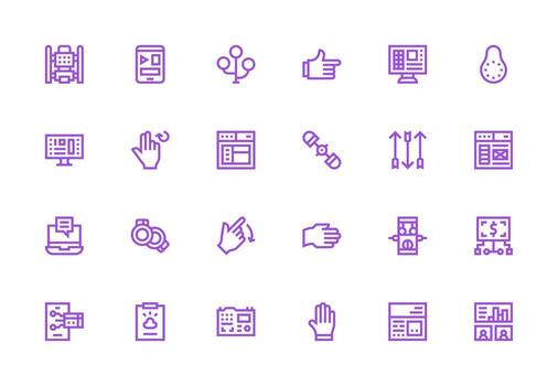Interface Icon Set with 24 Thick Line Line Graphics Neat Icon Set vector
