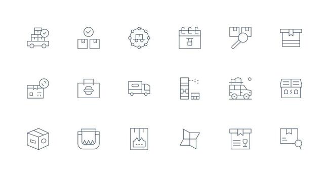 18 mínimo línea estilo íconos desde envío colección completar icono haz para web diseño vector