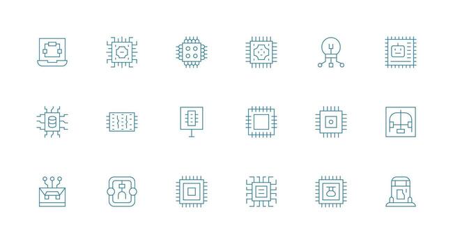 18 Minimal Line Icons for Microchip Graphics Clean Icon Collection for Web Use vector
