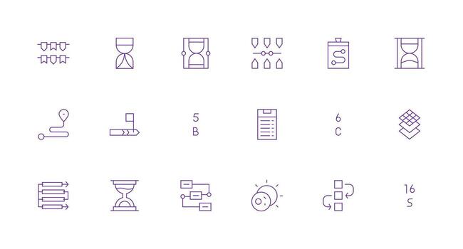 Sequence Icon Collection with 18 Minimal Line Designs Web and App Icon Pack Collection vector