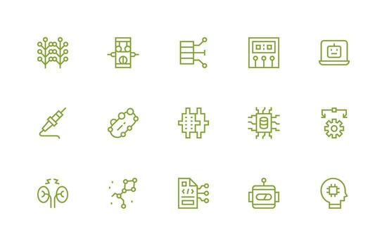 Circuit Design Icons featuring 15 in Regular Line Style General Use Icon Pack vector