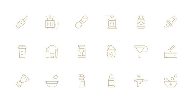 Powder Icon Set with 18 Minimal Line Graphics Neat Icon Set vector
