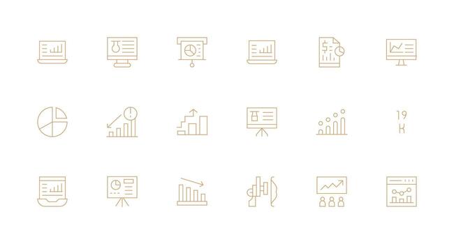 Minimal Line Style Graph Icons with 18 Vectors UI-Ready Icon Collection
