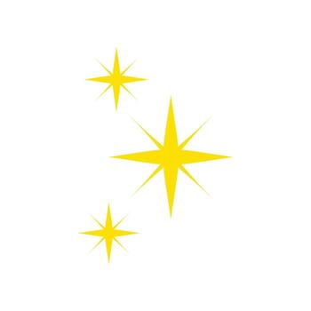 Three yellow stars are arranged in a row. The stars are evenly spaced and are all facing the same direction. The image has a bright and cheerful mood, as the stars are all shining brightly vector