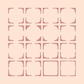 A set of red squares with a white background. The squares are arranged in a grid pattern vector