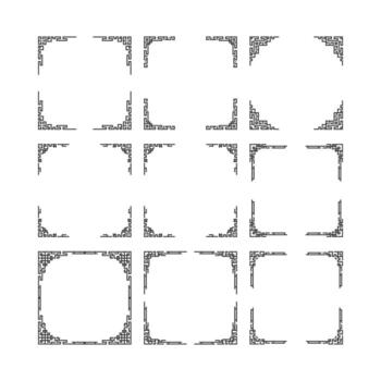 A set of 12 different shaped frames. The frames are all black and white vector