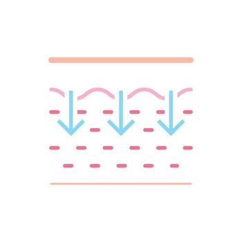 A graphic of a face with a downward arrow on it. The arrow is pointing to the left vector