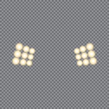 Two bright lights on a white background. The lights are yellow and are positioned in the center of the image vector