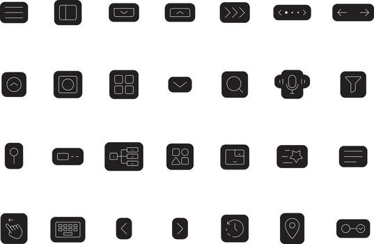 Navigation Outline Icons Collection for UI UX Minimalist Apps Style vector