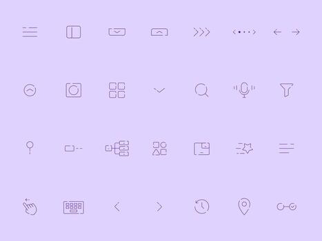 Navigation Outline Icons Collection for UI UX Minimalist Disconnected Style vector