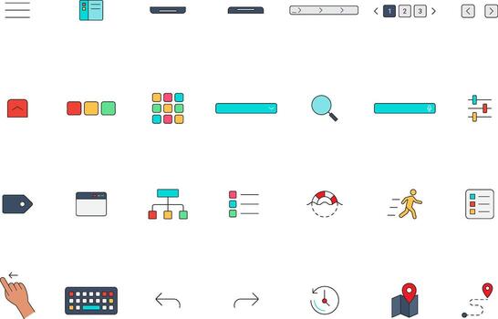 Navigation Outline Icons Collection for UI UX Modern Illustrated Style vector