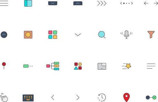 Navigation Outline Icons Collection for UI UX Minimalist Illustrated Style vector