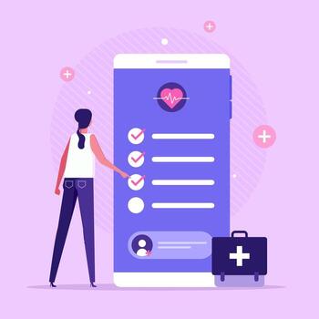 Health app interface with checklists vector