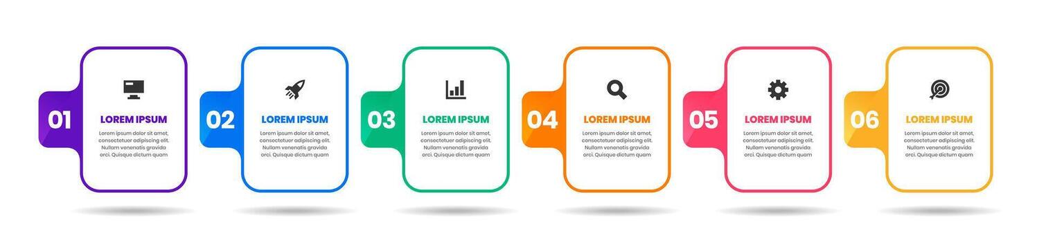Label Infographic Element Design Templates with Icons and 6 Steps. Suitable for Process Diagram, Workflow Layout, Banner, Flow Chart, Infographic vector
