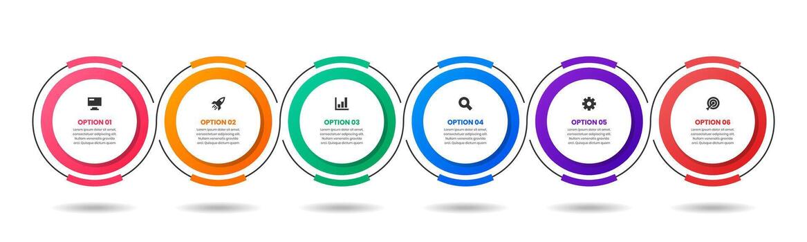 Circle Infographic Element Design Templates with Icons and 6 Options. Suitable for Process Diagram, Workflow Layout, Banner, Infographic vector