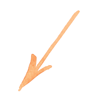 Thin orange arrow. Watercolor hand drawn illustration. Design for stickers, scrapbooking, journaling. Pointer, arrow, direction, way, movement, diagonal png