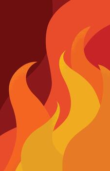 Bold Japanese-inspired abstract flame pattern with flowing shapes in fiery red, orange, and yellow. Perfect for textiles, wallpaper, and striking surface design. vector