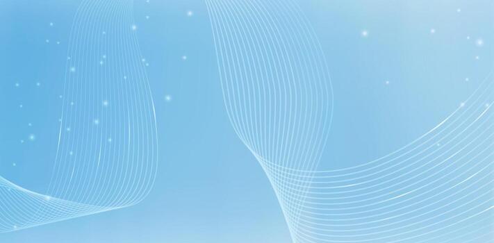 Abstract Wavy Lines on Light Blue backgrounds with glittering light sparkle for Backdrop, web banner, poster, flyer cover, presentation slides, business card template element vector
