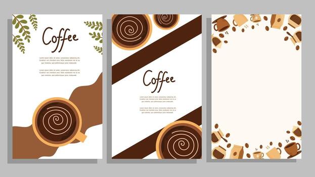 Coffee flyer template design with rolls beans abstract frame layout vector