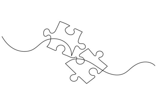 Simple outline of puzzle piece one line design for problem solving vector
